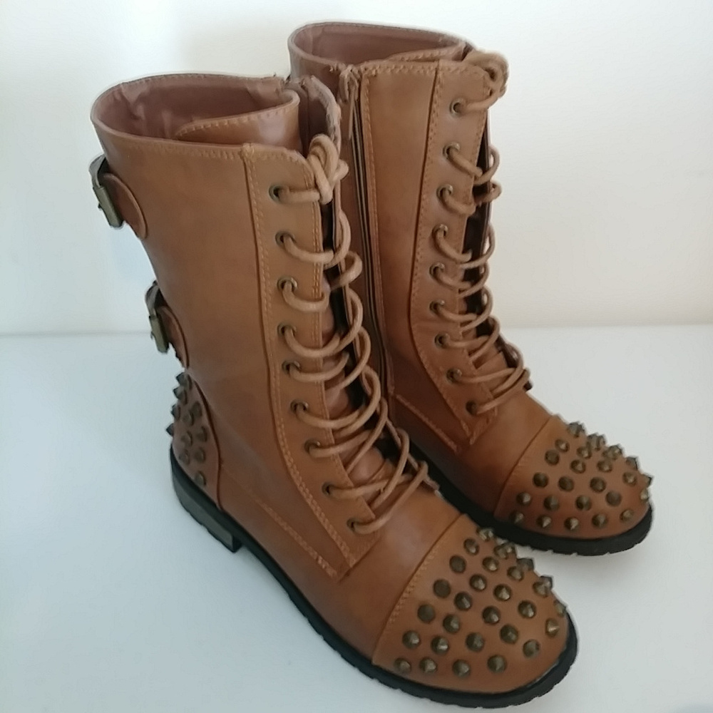 Spiked Forever Boots Ladies 6.5 Zip Tie Calf